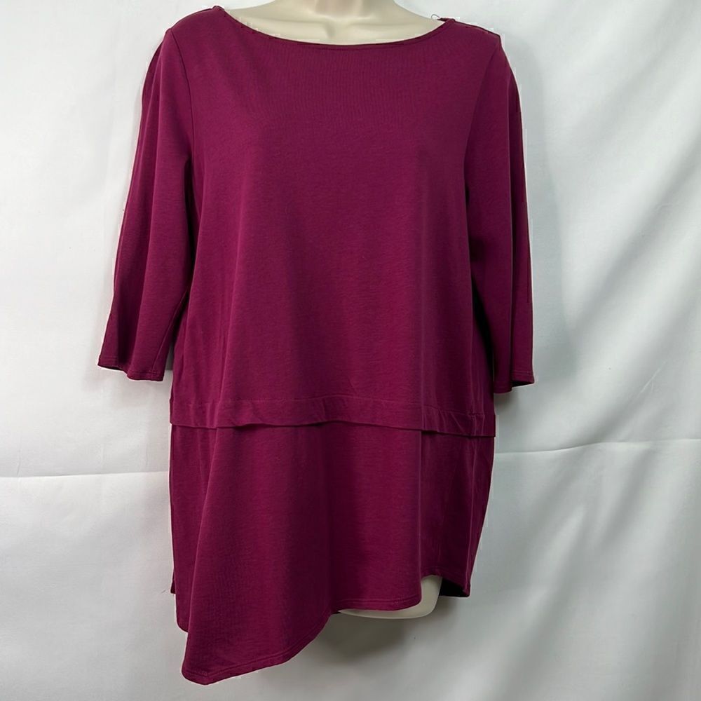 J Jill Pure Jill Boat-neck Plum Purple tunic top Size Small EUC